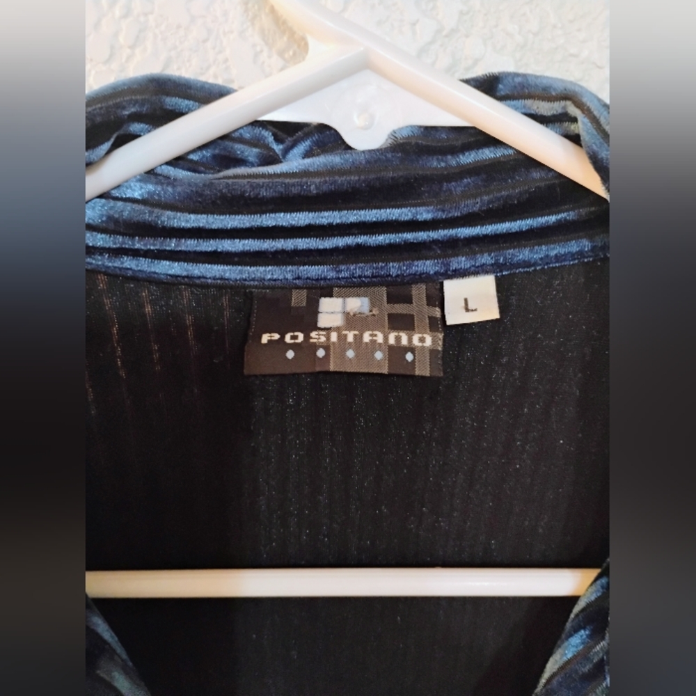 Striped Velvet Zip-Up Shirt - Picture 8 of 8